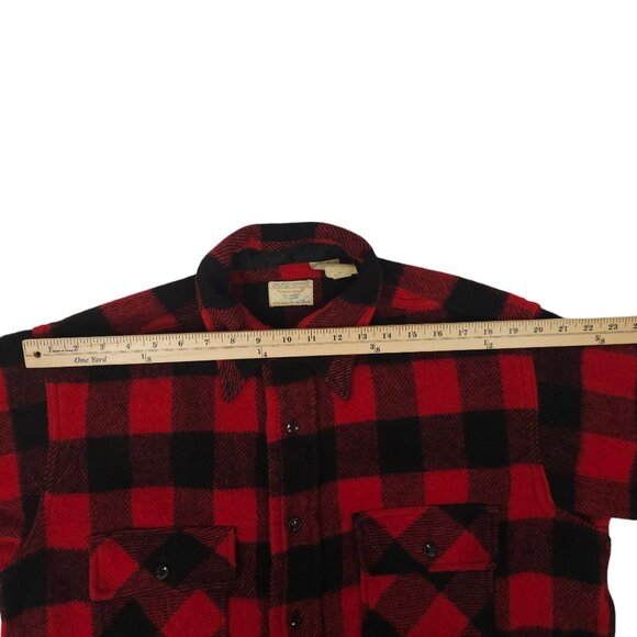 Towncraft Buffalo Plaid Shacket READ Shirt Jacket Mens L Vintage 80s Wool Blend - Picture 9 of 16
